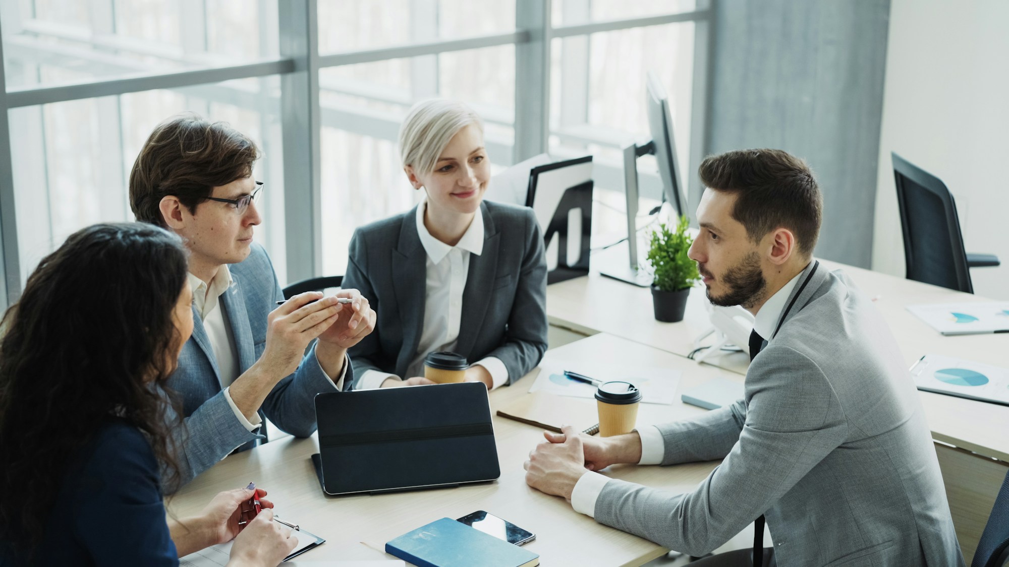 Professionals collaborating in an office
